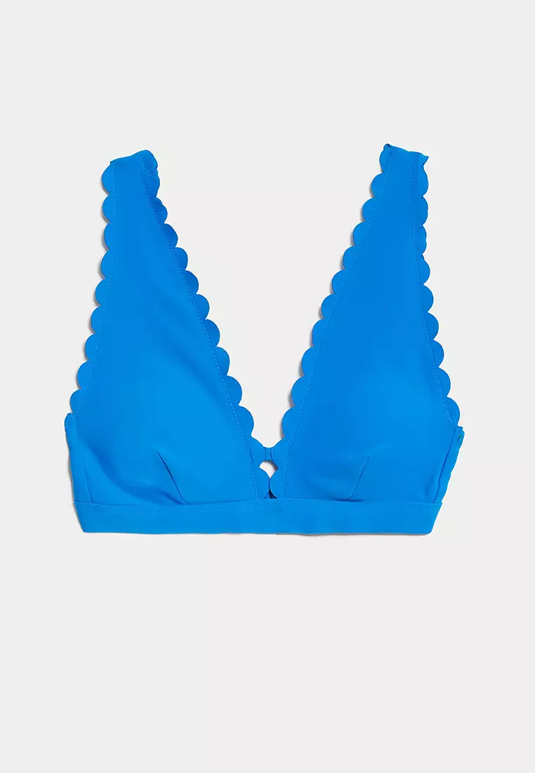 Neoprene Padded Scallop Plunge Bikini Top