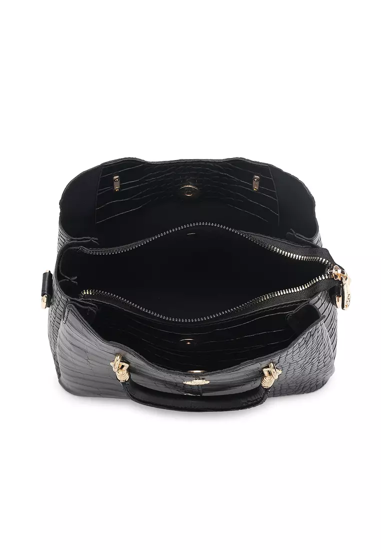 Women's 3-in-1 Handbag with Pouch & Purse - Black