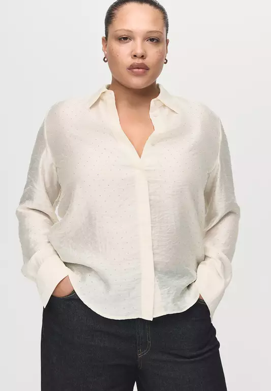 Satin Shirt with Rhinestones