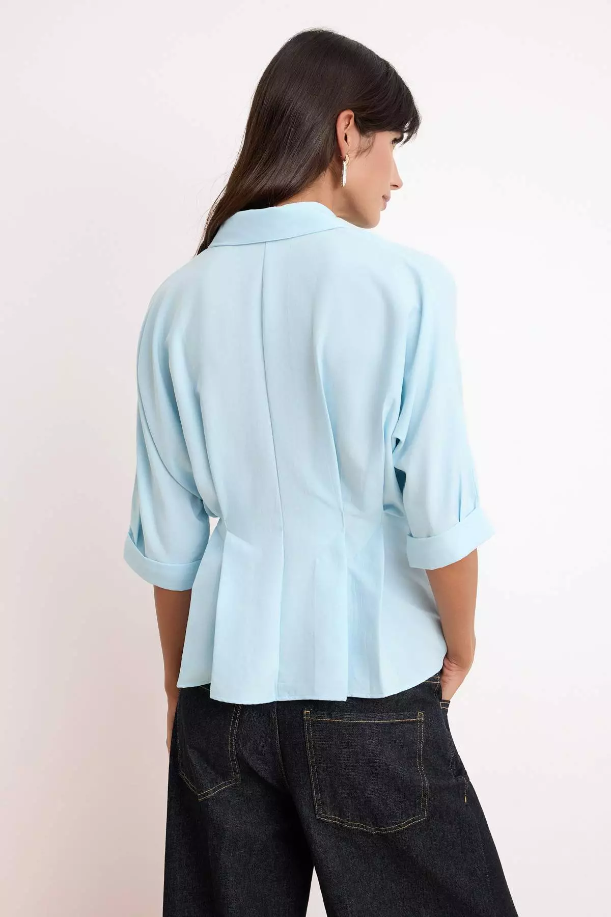 Light Blue Soft-Touch Pleated Shirt Twoss26Go51