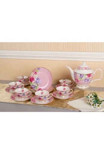 Vantage Vantage New Porcelain Collection Siti Series 14 Pcs Tea Set / Teapot with Cover / Porcelain Tea Set / Coffee & Tea Drinkware / Drinkware Set / Ultra White Fine Porcelain Teapot & Cup & Saucer 977CEHL7632EE1GS_1