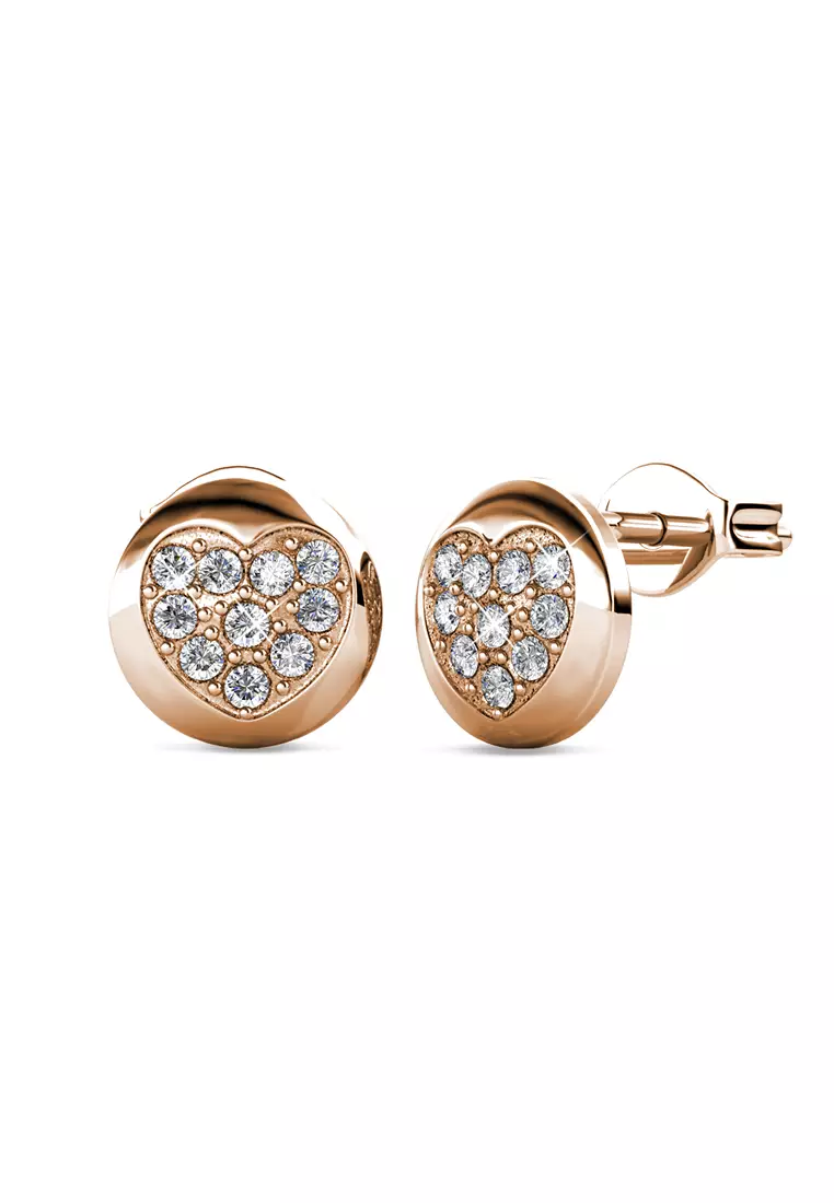 Faith Heart Earring Rose Gold - Anting Crystal by Her Jewellery