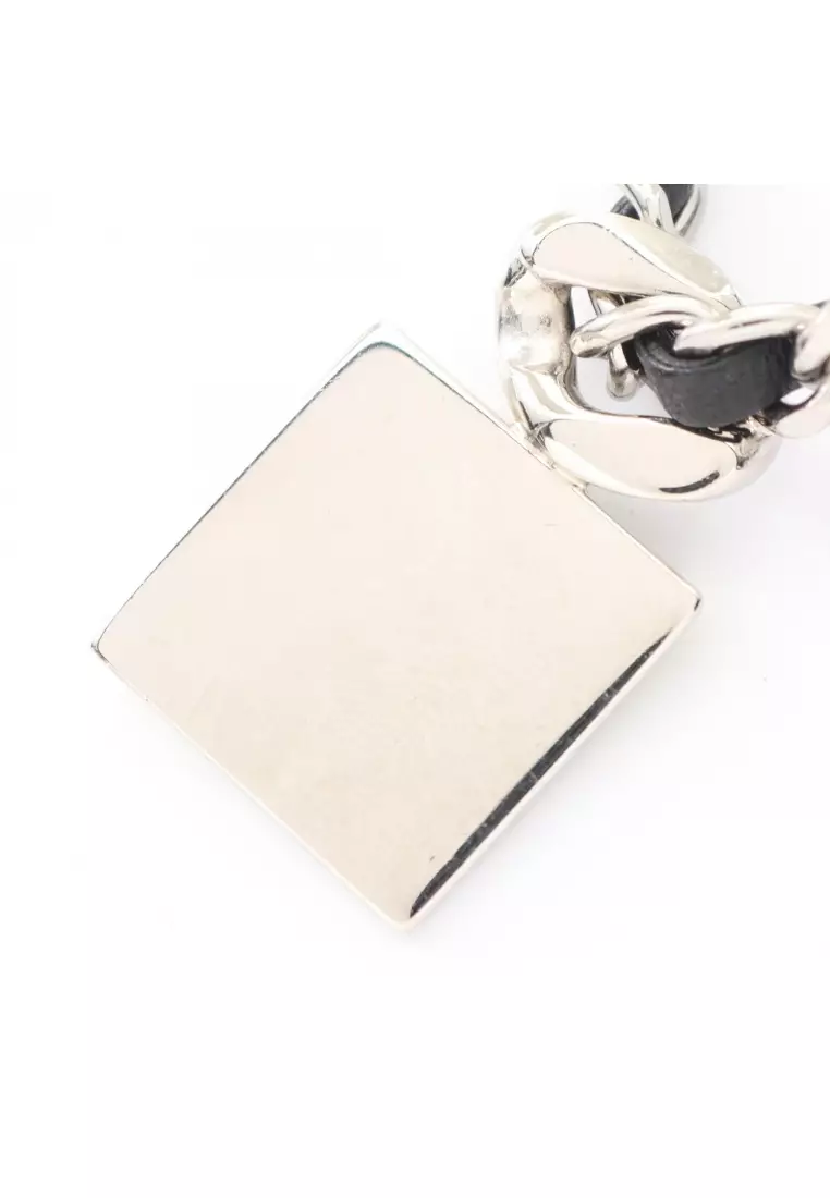 Pre-Loved Chanel coco mark necklace leather Silver black yellow B21B