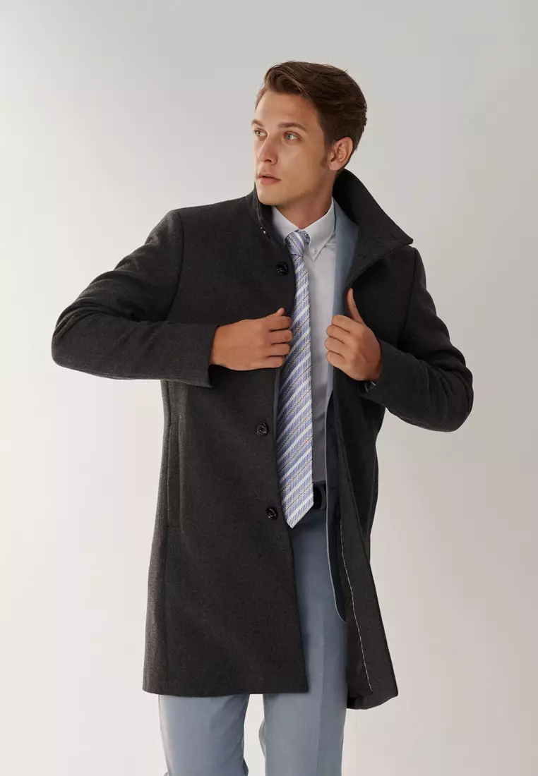 Grey Faux Two-Piece Down Overcoat