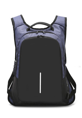 anti theft snatch business laptop backpack with password lock usb charging port 538 blue