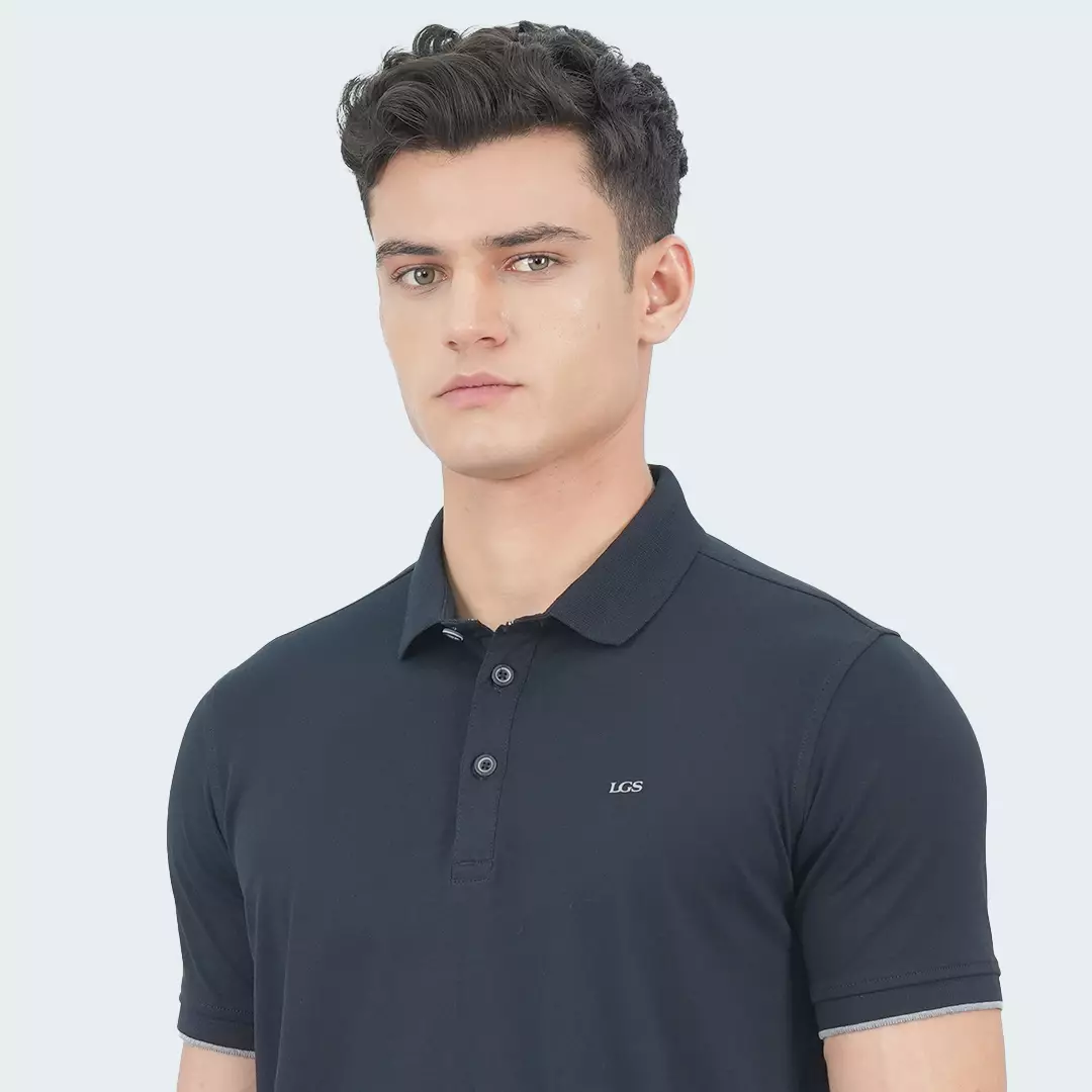 LGS - Gravon Collection - Kaos Polo Pria - Slim Fit - Katun Nyaman - Grafis Simple - JWS.325.C3512F.33.C - Hitam