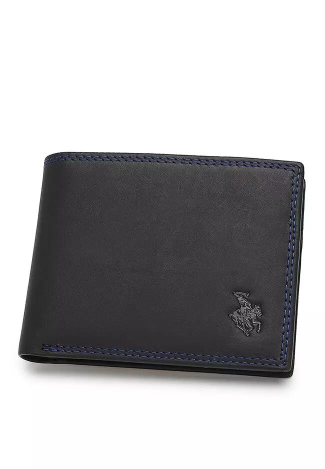 Men's Genuine Leather RFID Short Wallet - Black