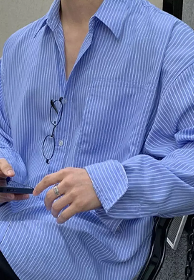 Advanced casual lapel striped shirt CA091917