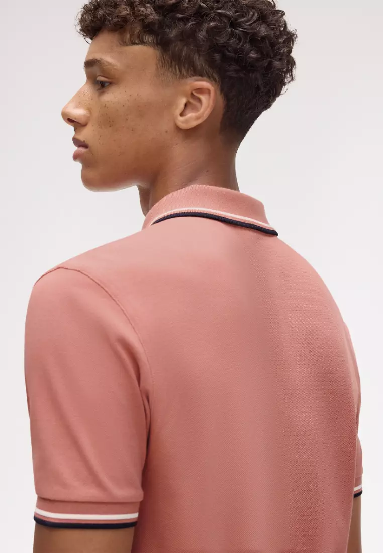 Fred Perry M3600 Twin Tipped Fred Perry Shirt (Putty Pink / Ecru / Navy)