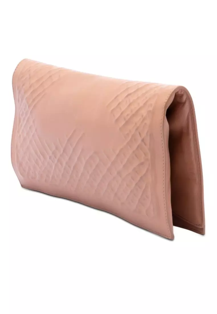 Pre-Loved Bottega Veneta Nappa Embossed Intrecciato Turn Lock Clutch