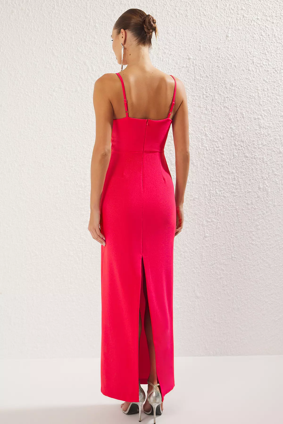 Slit Strappy Evening Maxi Dress