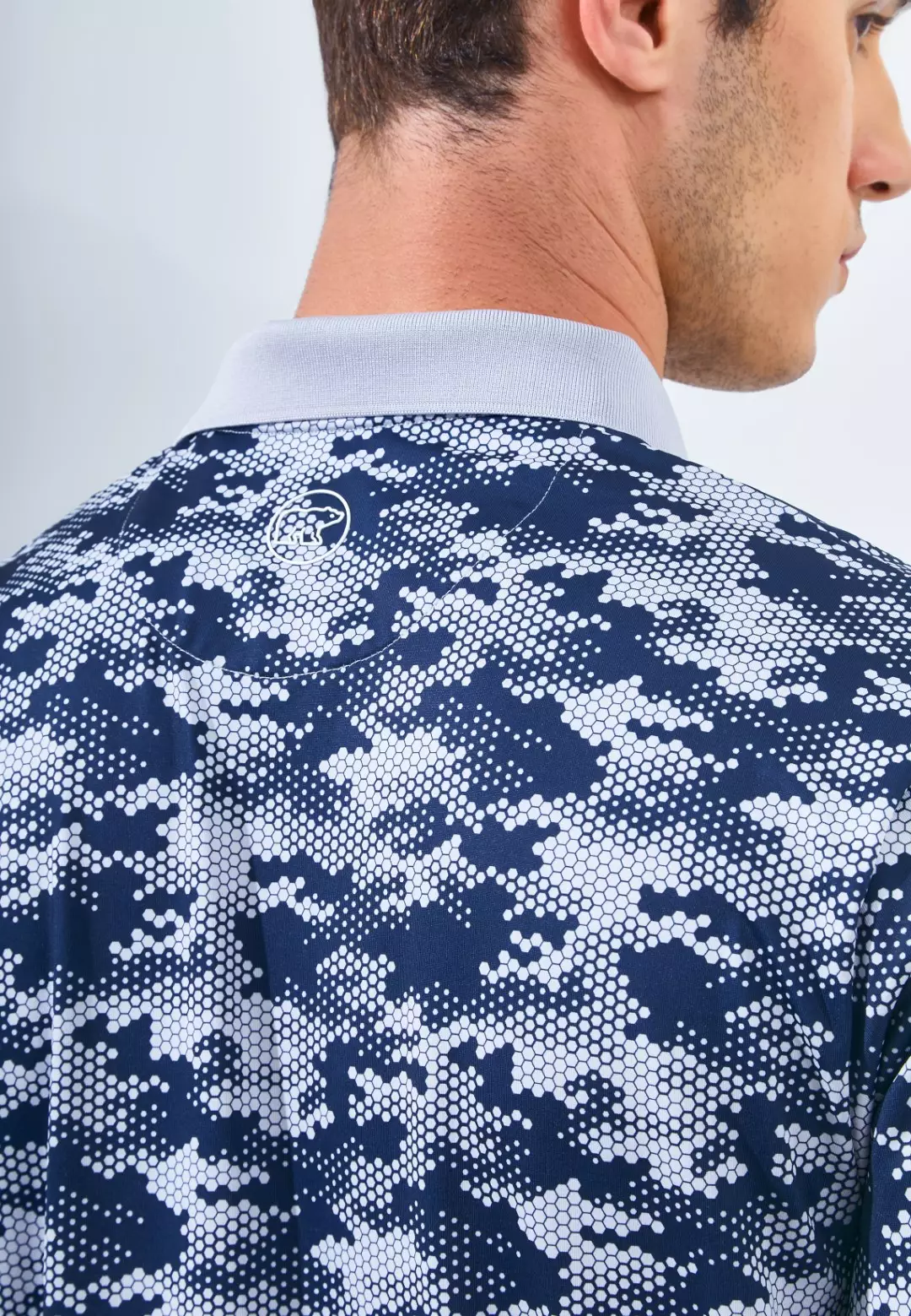 Jack Nicklaus Balboa Premium Mix Print Polo Silver Coast