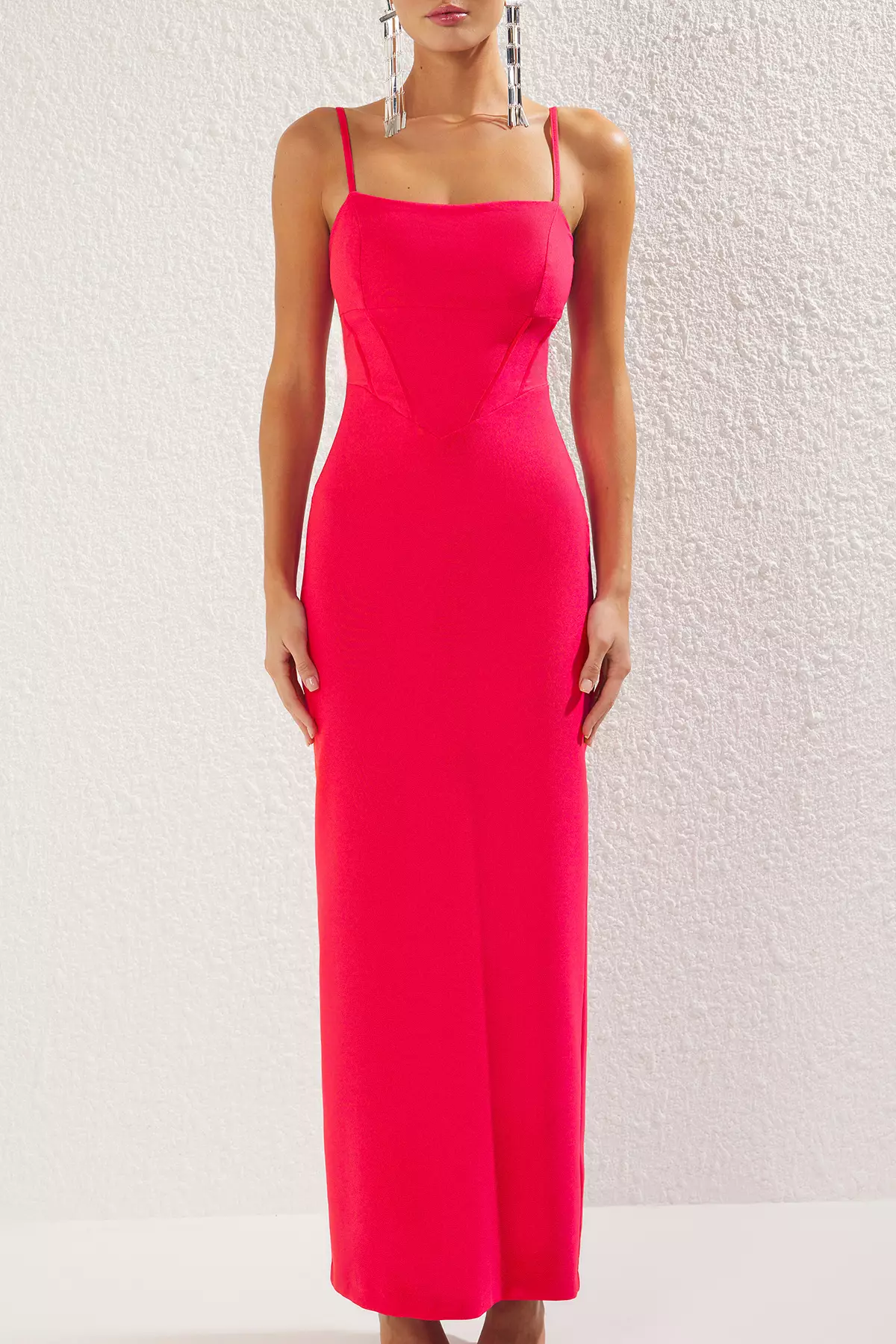 Slit Strappy Evening Maxi Dress