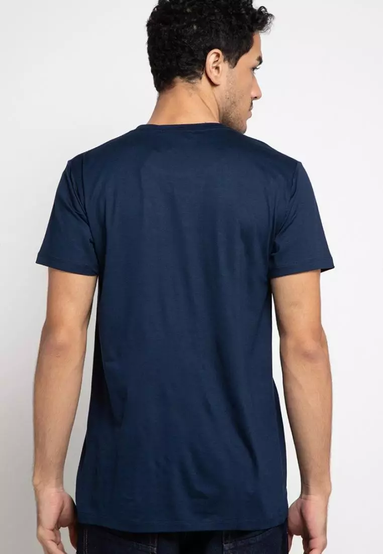 MTD92F thrdy midchest vert nv T-shirt Kaos Pria Navy