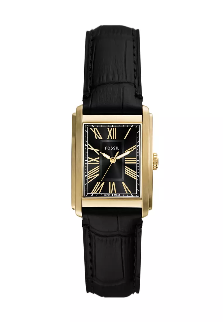 Fossil watch black leather shop