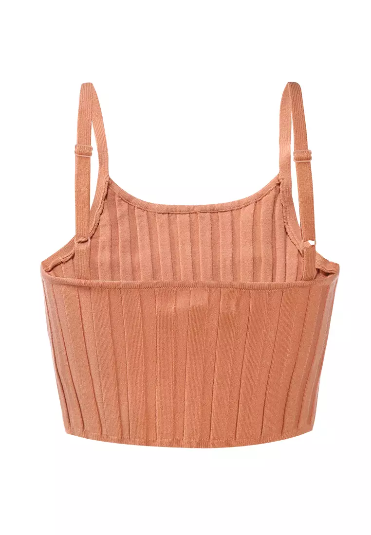 Rib Knit Spaghetti Crop Top di Gurun Pasir