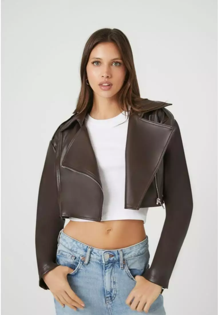 Crop Leather Effect Jacket – Terranova Philippines