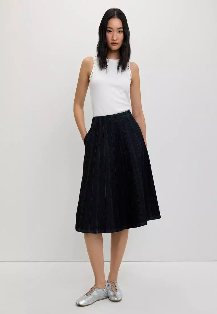 Textured Denim Skirt