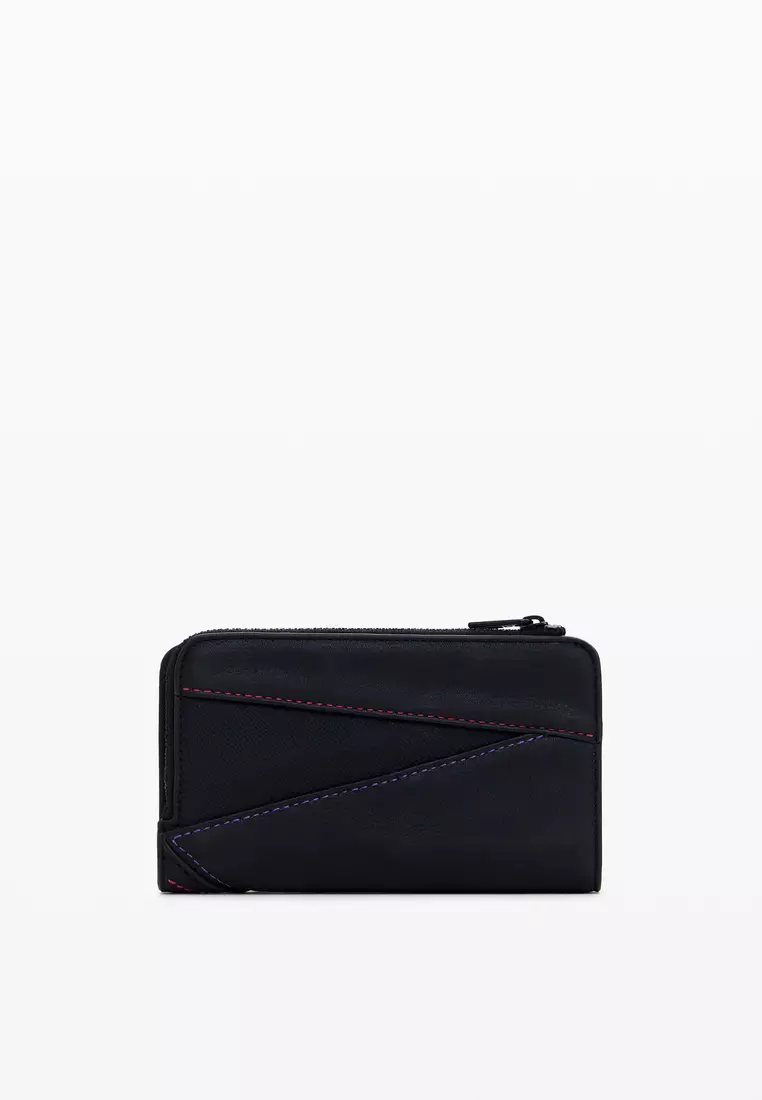 Faux leather wallet with contrasts