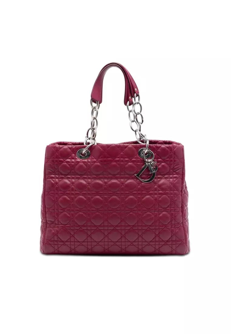 Pre-Loved Dior Large Lambskin Cannage Lady Dior Soft Shopping Tote