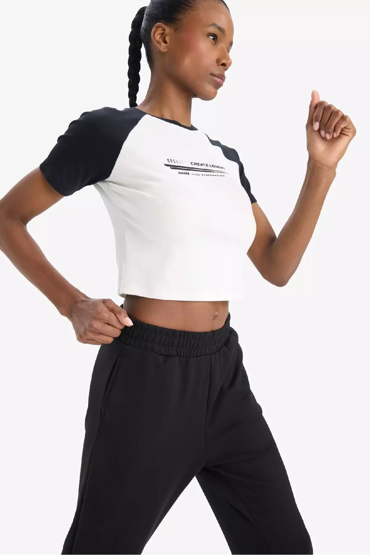 Defactofit Slim Fit Tight Fit Crew Neck Printed Sports Rib Short Sleeve T-Shirt D9032Ax25Sp
