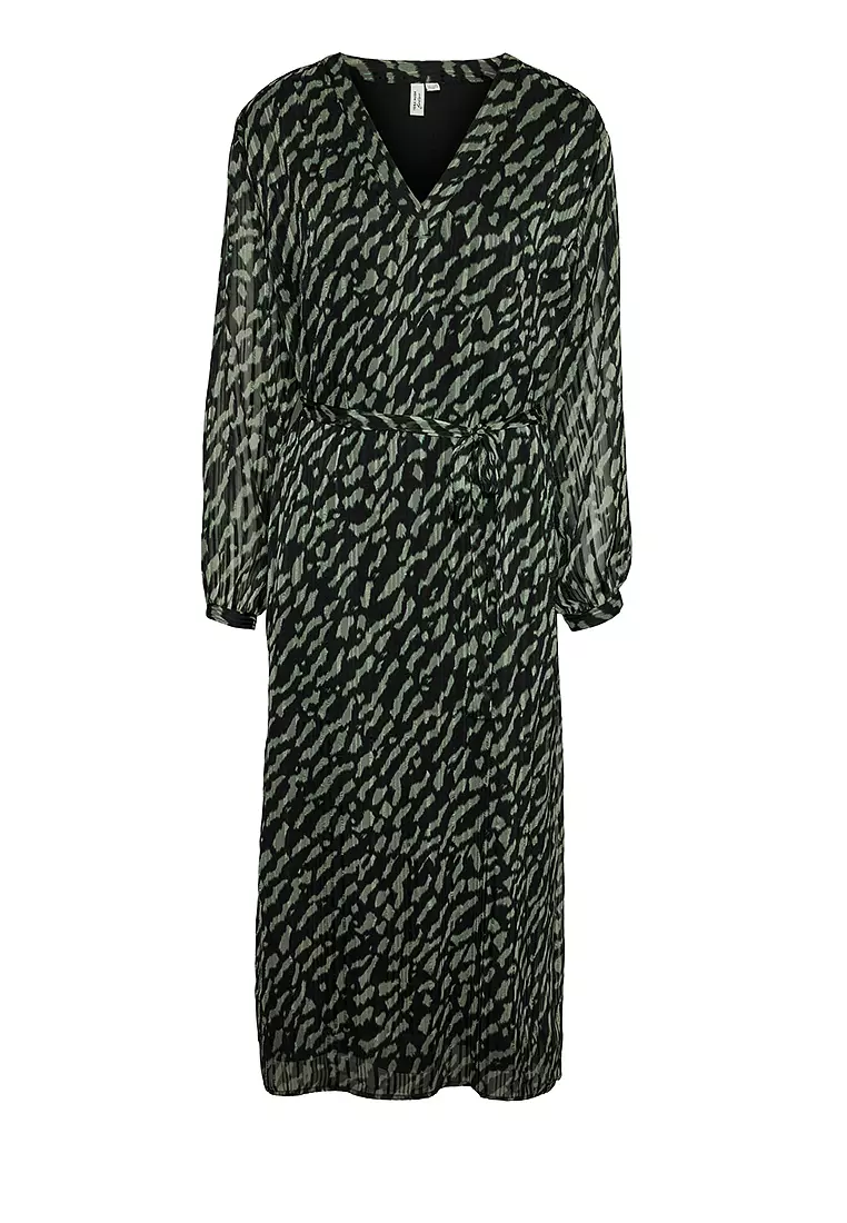 Rie L S V Neck Dress Black