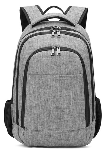 korean fashion large capacity 3 zips ipad laptop bag backpack 535 grey
