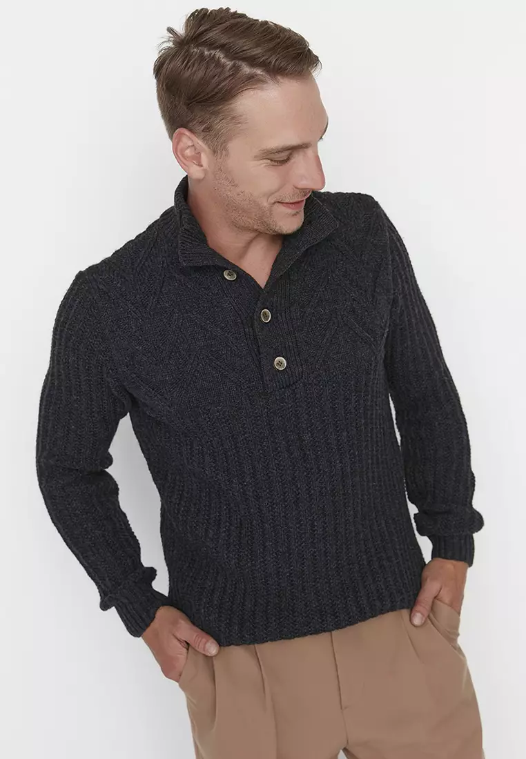 Half button sweater mens sale