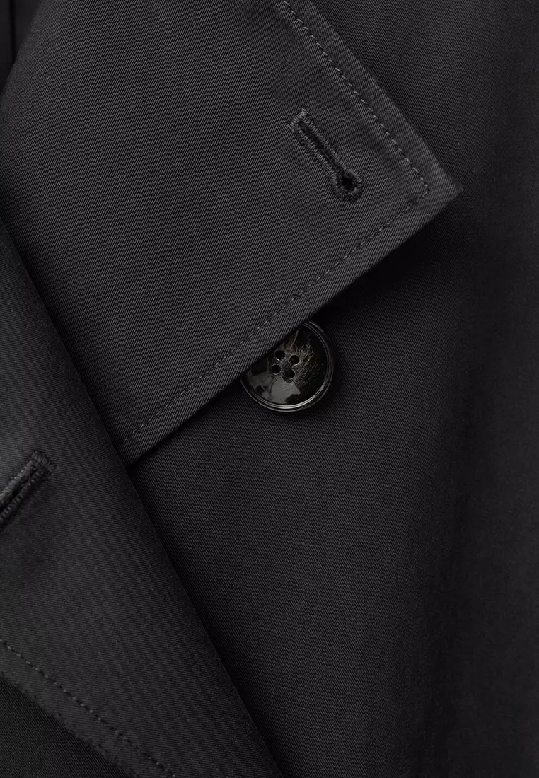 Double-Button Cotton Trench Coat