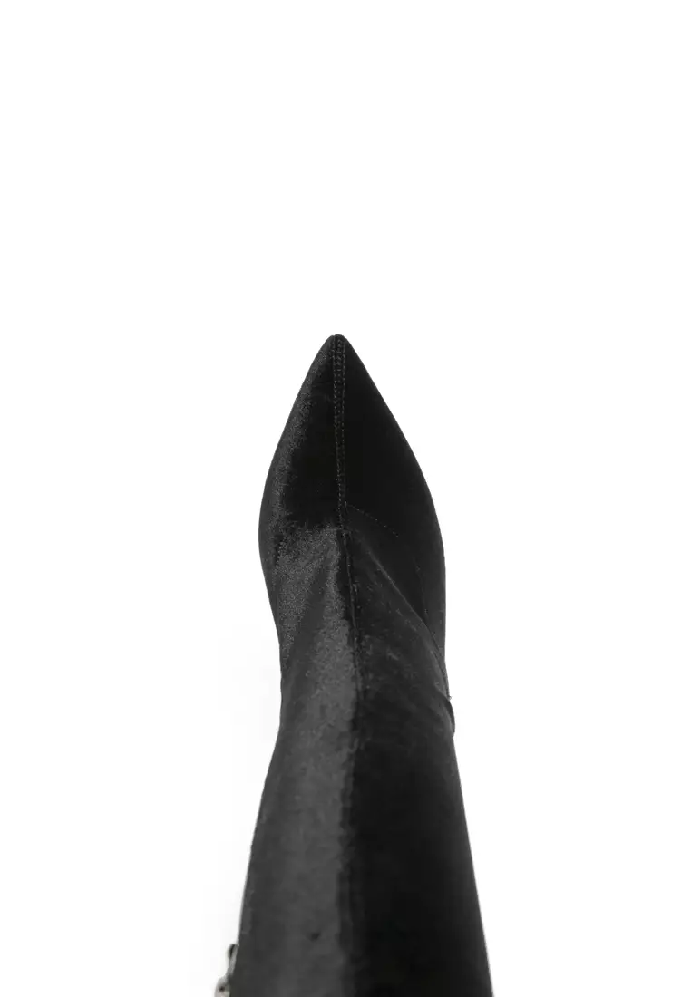 Stretch Over the Knee Stiletto Boot in Black