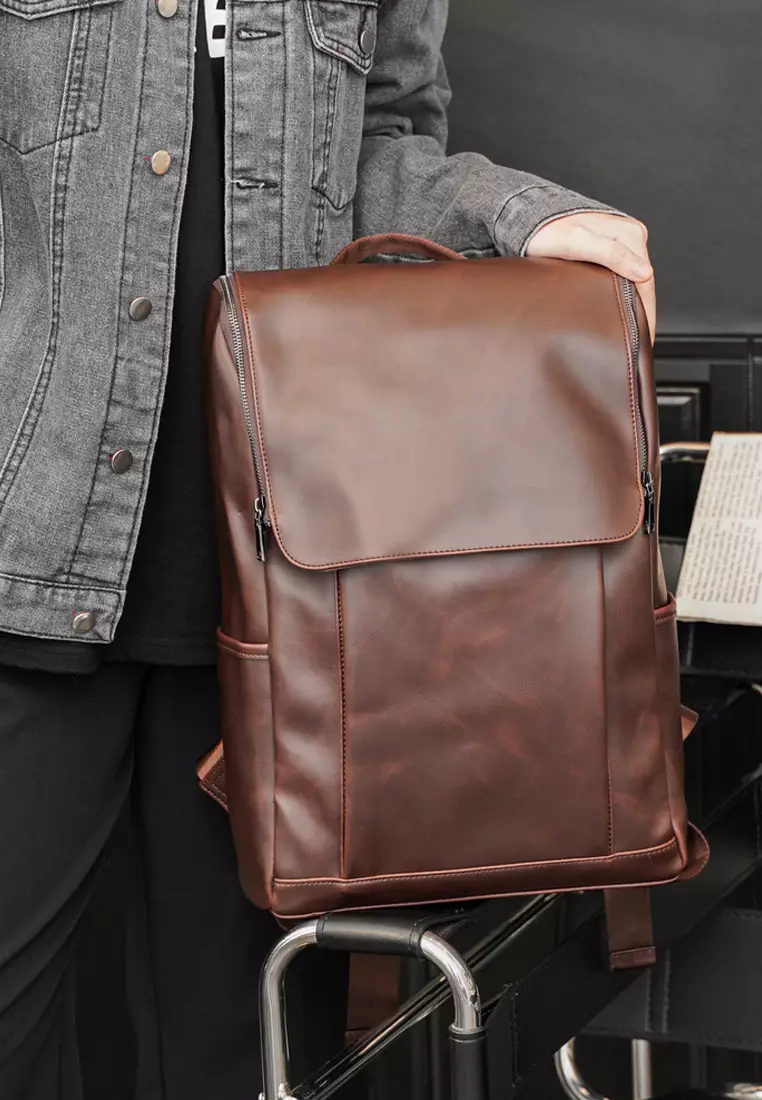 Vintage Faux Leather Backpack ET9381