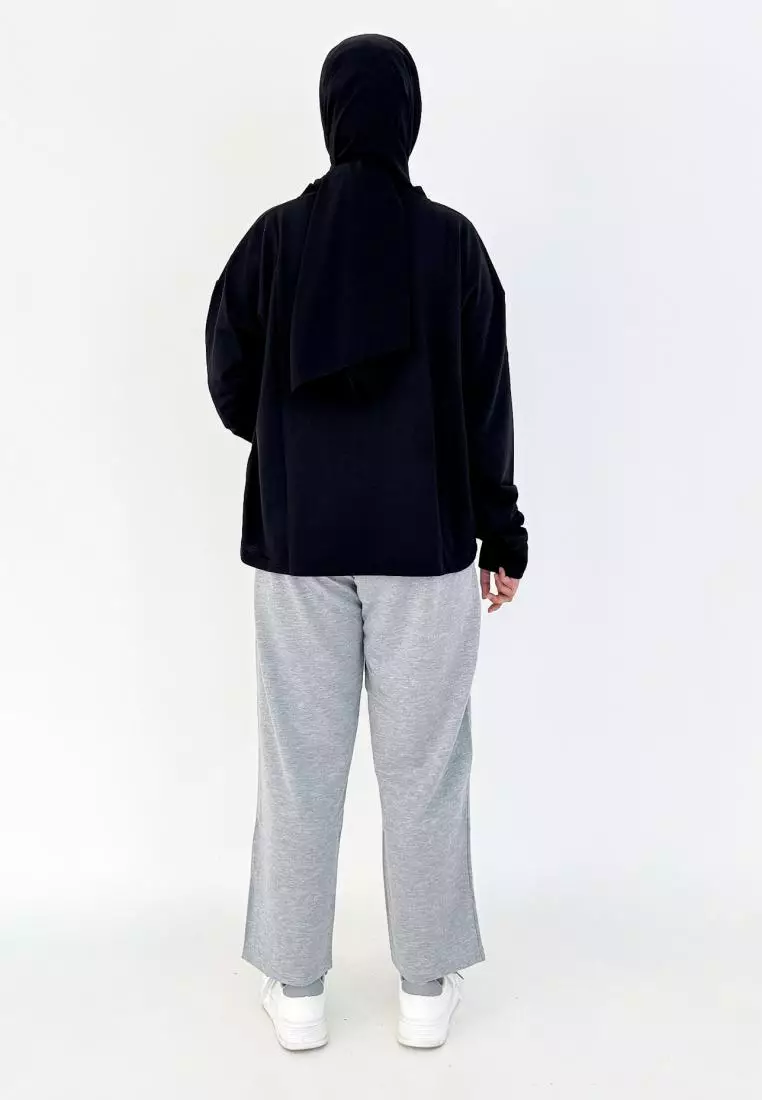 Set Sporty Alena [BLACK-GREY] Setelan Training Babyterry