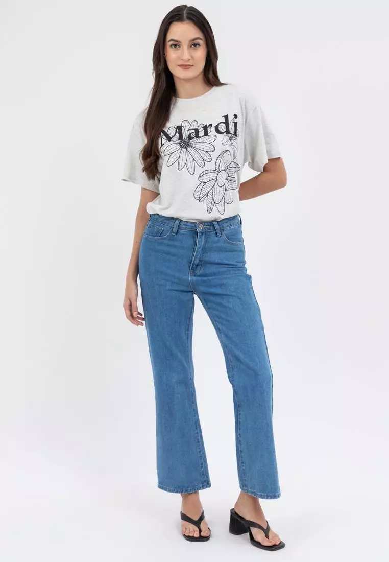 Tshirt Triple Flower_ Oatmeal Black