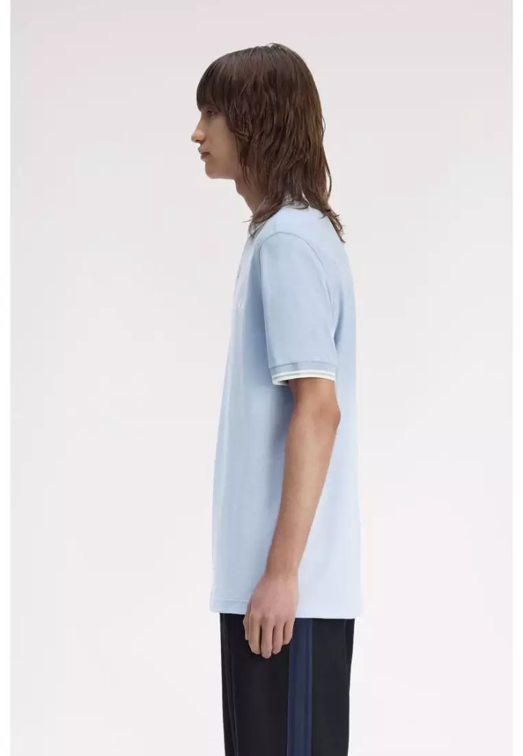 Fred Perry M3600 Twin Tipped Fred Perry Shirt (Light Smoke / Ecru / Ecru)