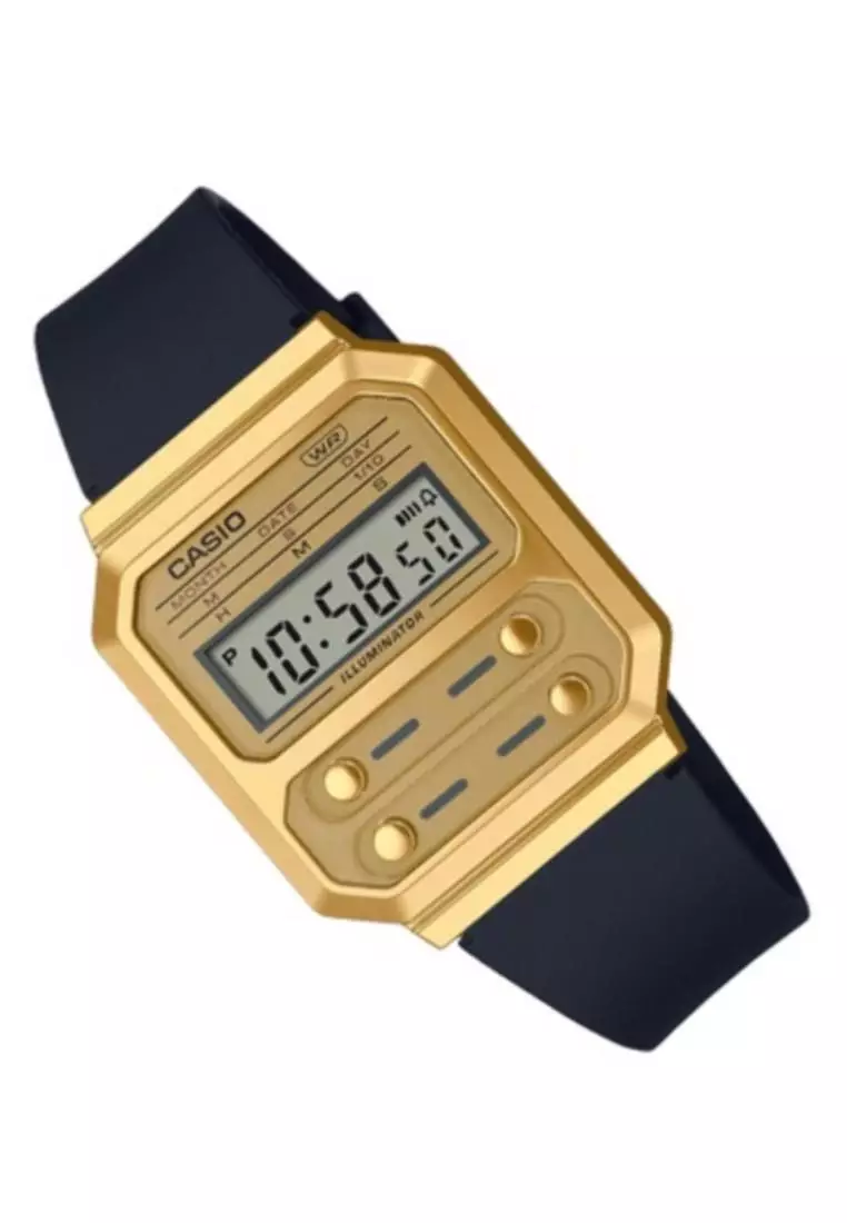 Buy CASIO Casio General Gold Digital Dial Resin Black Strap Unisex