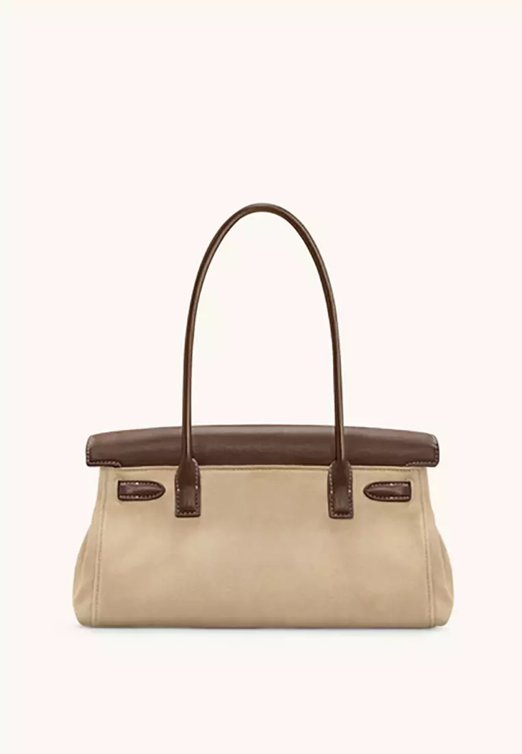 Yara Faux Suede Shoulder Bag - Dark Brown