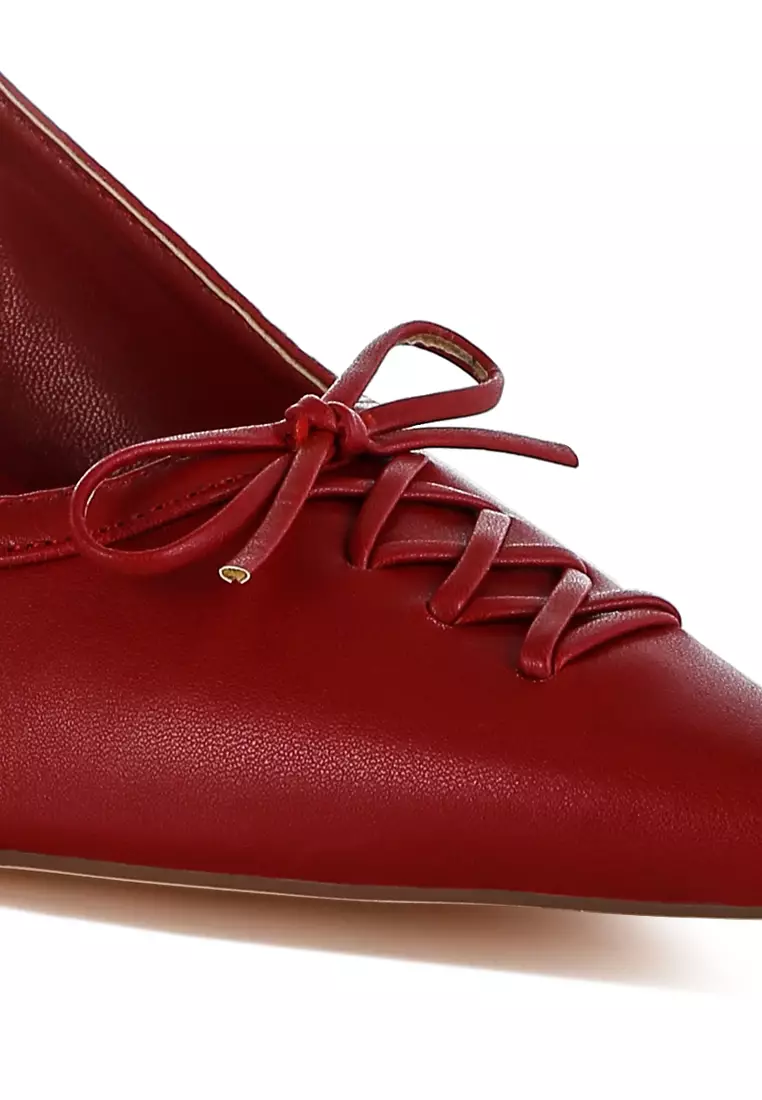 Kitten Heel Pointy Slingbacks in Red