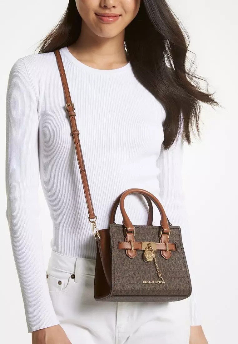 Jual MICHAEL KORS Michael Kors Hamilton XS Satchel Crossbody Brown