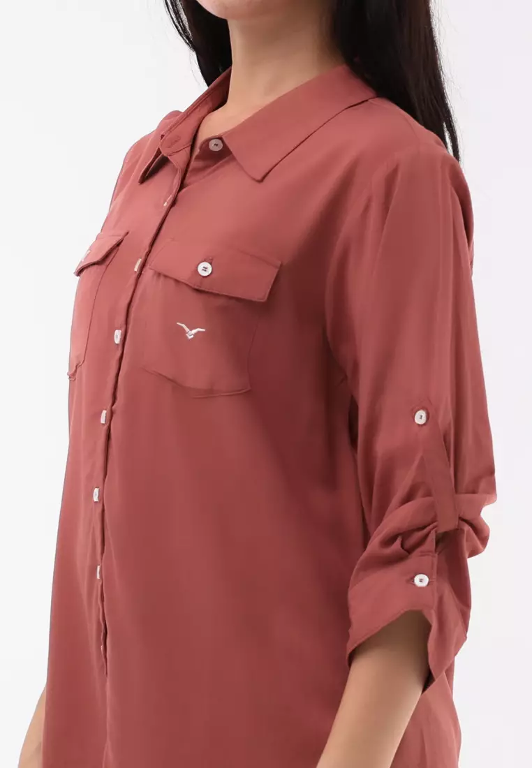 Woven Plain Soft Linen 3/4 Blouse