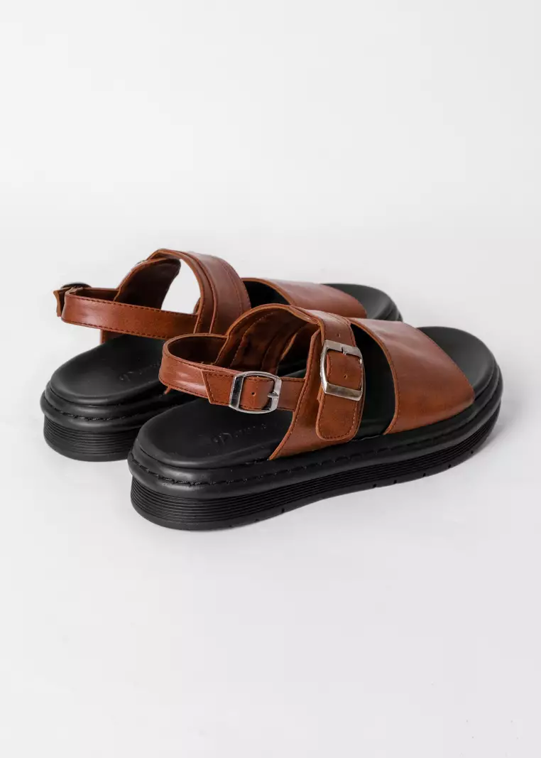 Pamole Sandal Wanita Kekinian Sendal Santai Wanita Sendal Wanita - Dagne Series - Coklat