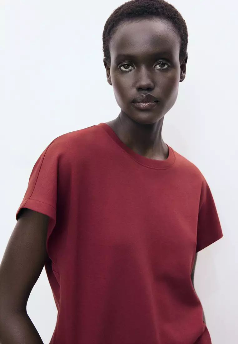 Rounded Neck Cotton T-Shirt