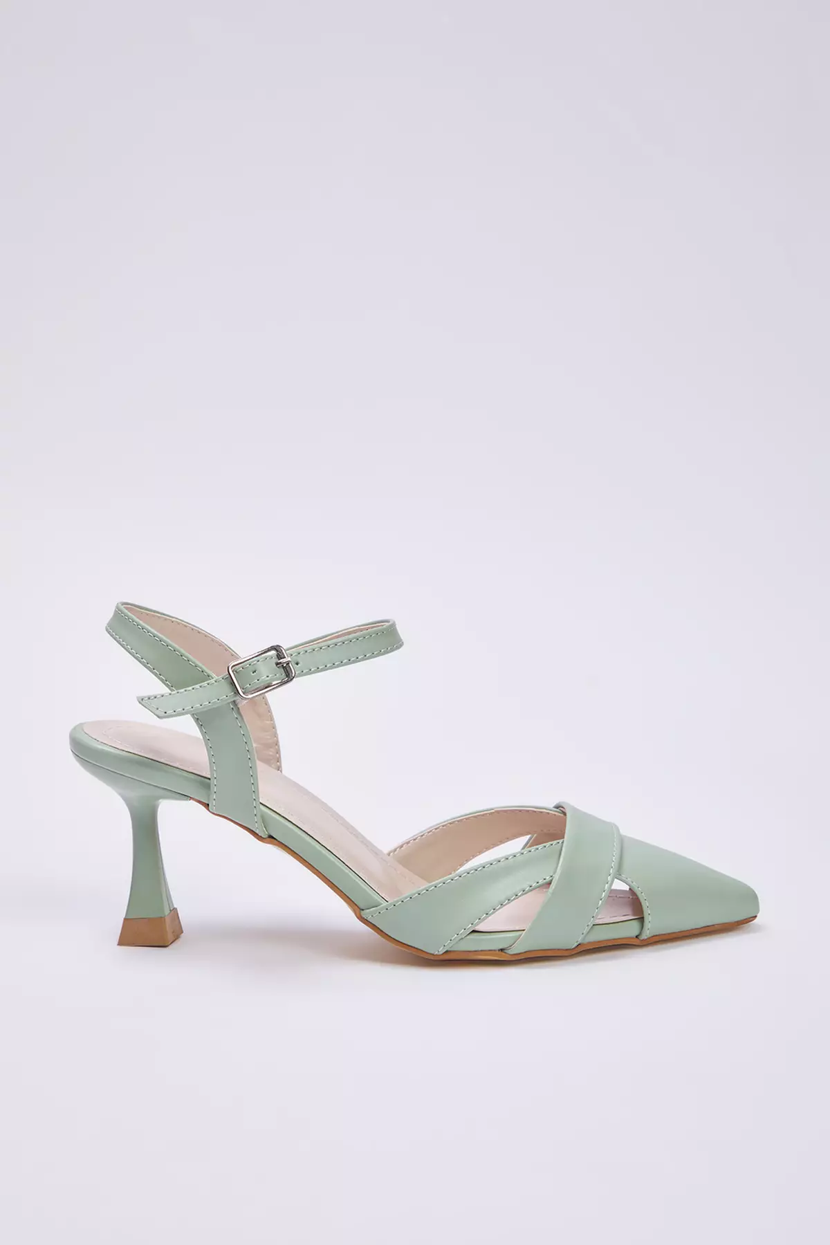 Mint Cut Out Detail Pointed Toe Women's Classic High-Heeled Shoes Takss25To00029