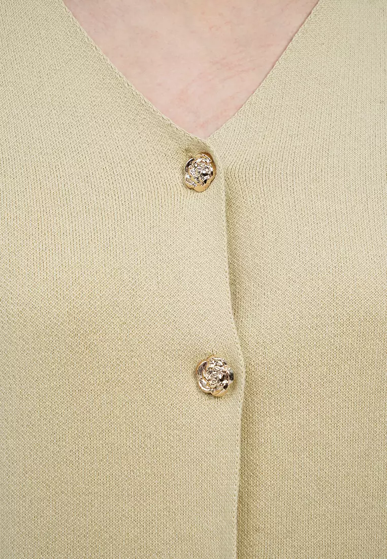 Contrast Button V-Neck Cardigan