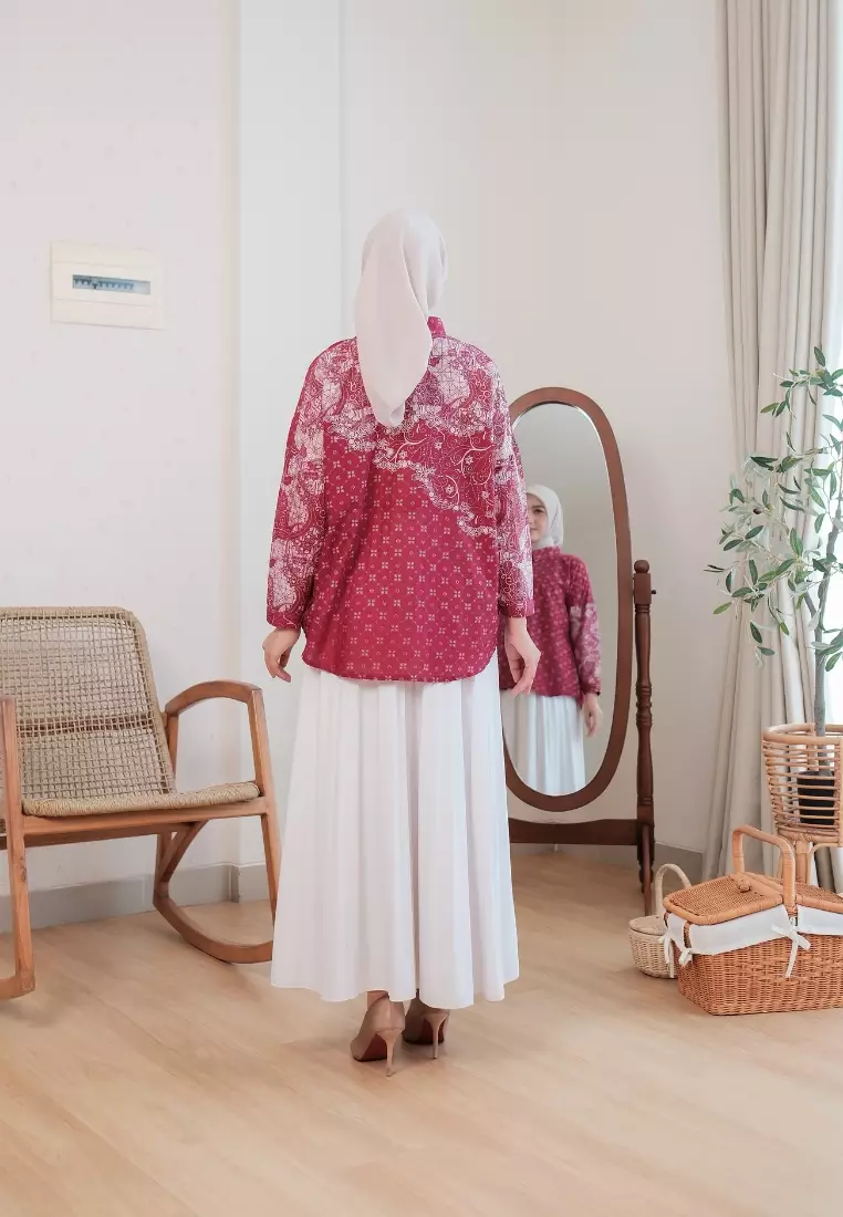 Sora Blouse Burgundy- Atasan Batik Wanita