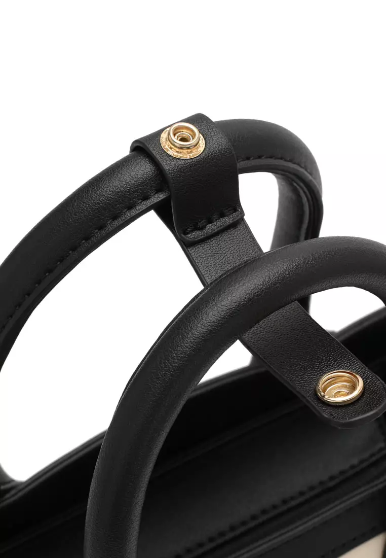 2-In-1 Top Handle Bag & Zipper Purse (2-in-1 Tas Tangan Wanita & RFID Dompet Wanita) - Hitam