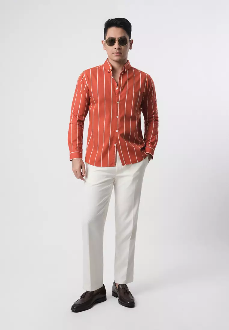 Vicente Stripe Terracotta LS