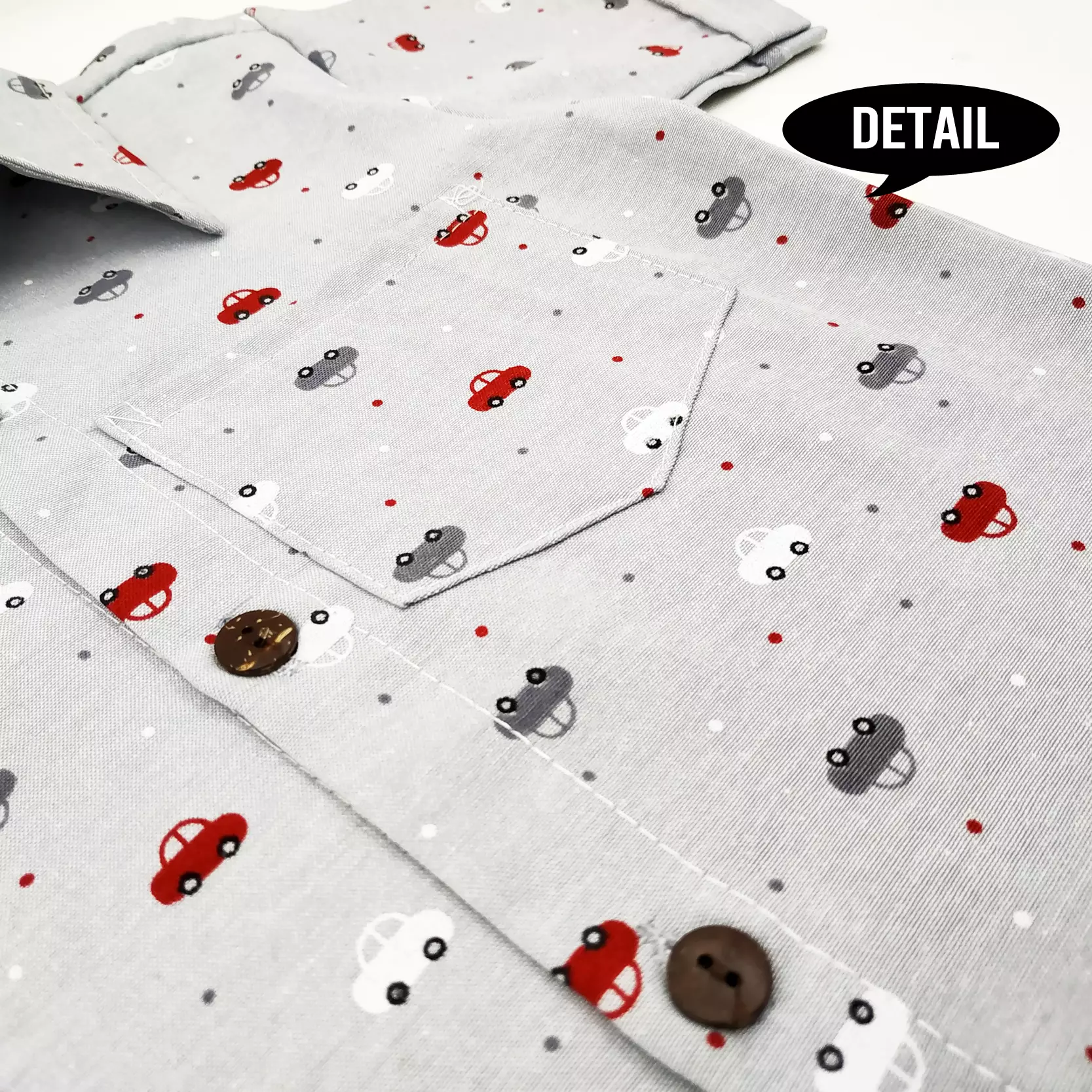 Wakakids Baju Atasan Kemeja Anak Laki Laki Usia 6 Bulan Hingga 8 Tahun Motif Car Full Printing Collar Shirt 4074 Abu Tua
