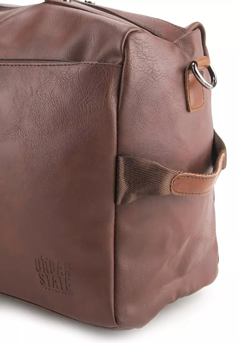 Distressed Leather Carry Duffel Bag