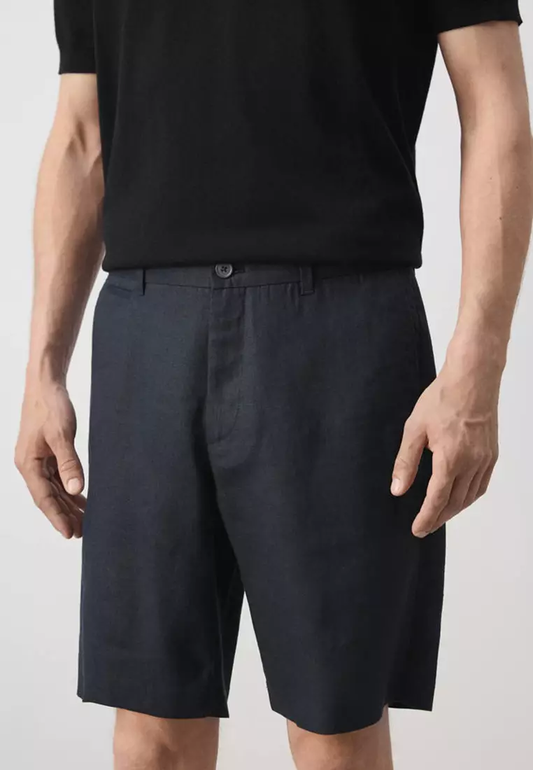 Slim-Fit 100% Linen Bermuda Shorts