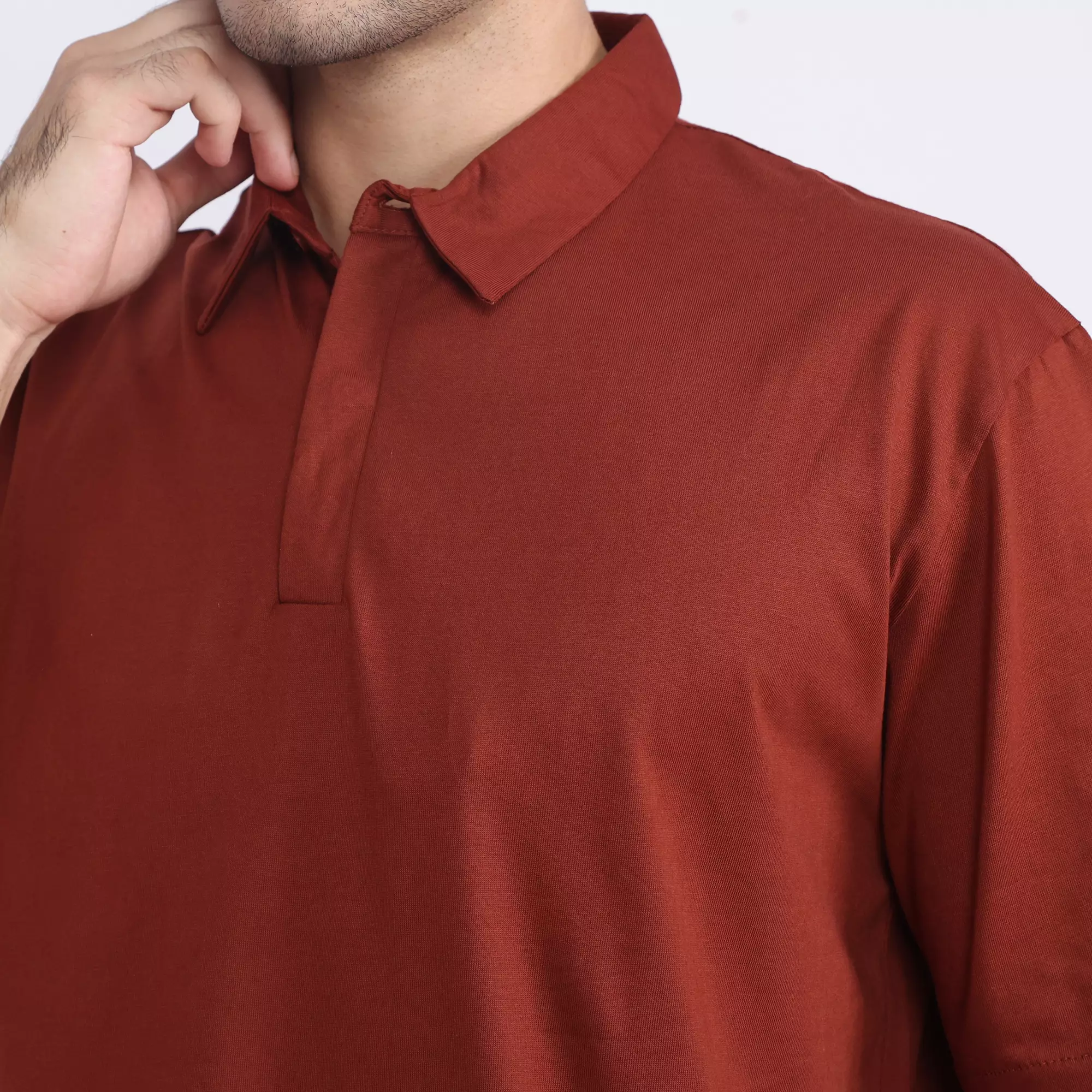 LARUSSO Buttoned Polo Basic Shirt - Dark Maroon
